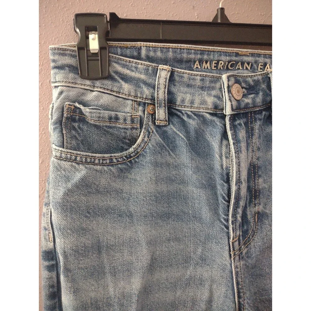 AMERICAN EAGLE Mom Jeans Women's Size 2 STRIGID High Rise Baggy Straight Ripped - Picture 4 of 14